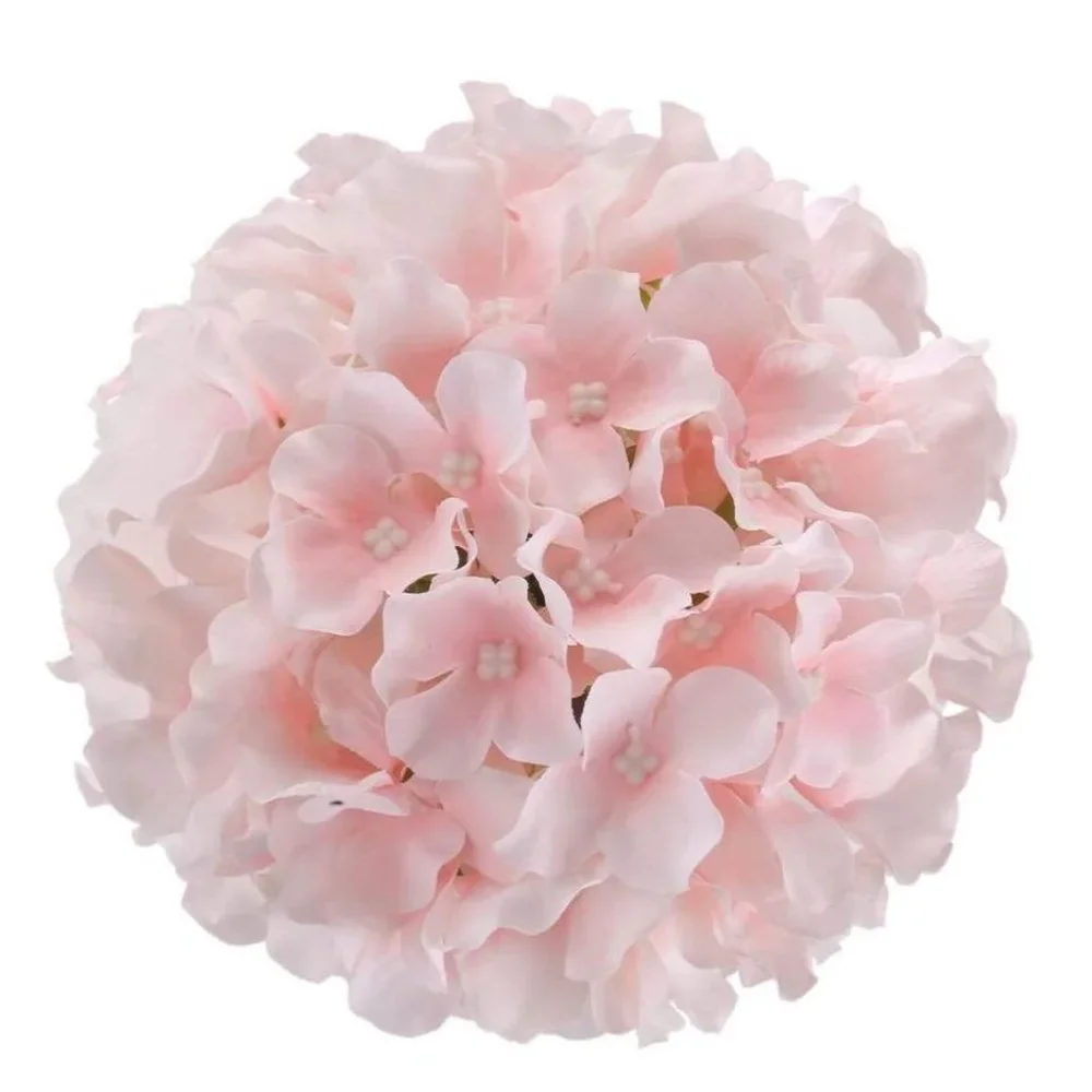 10 pack | Light Pink Silk Hydrangea Flowers with Stems for Home Wedding Floral
